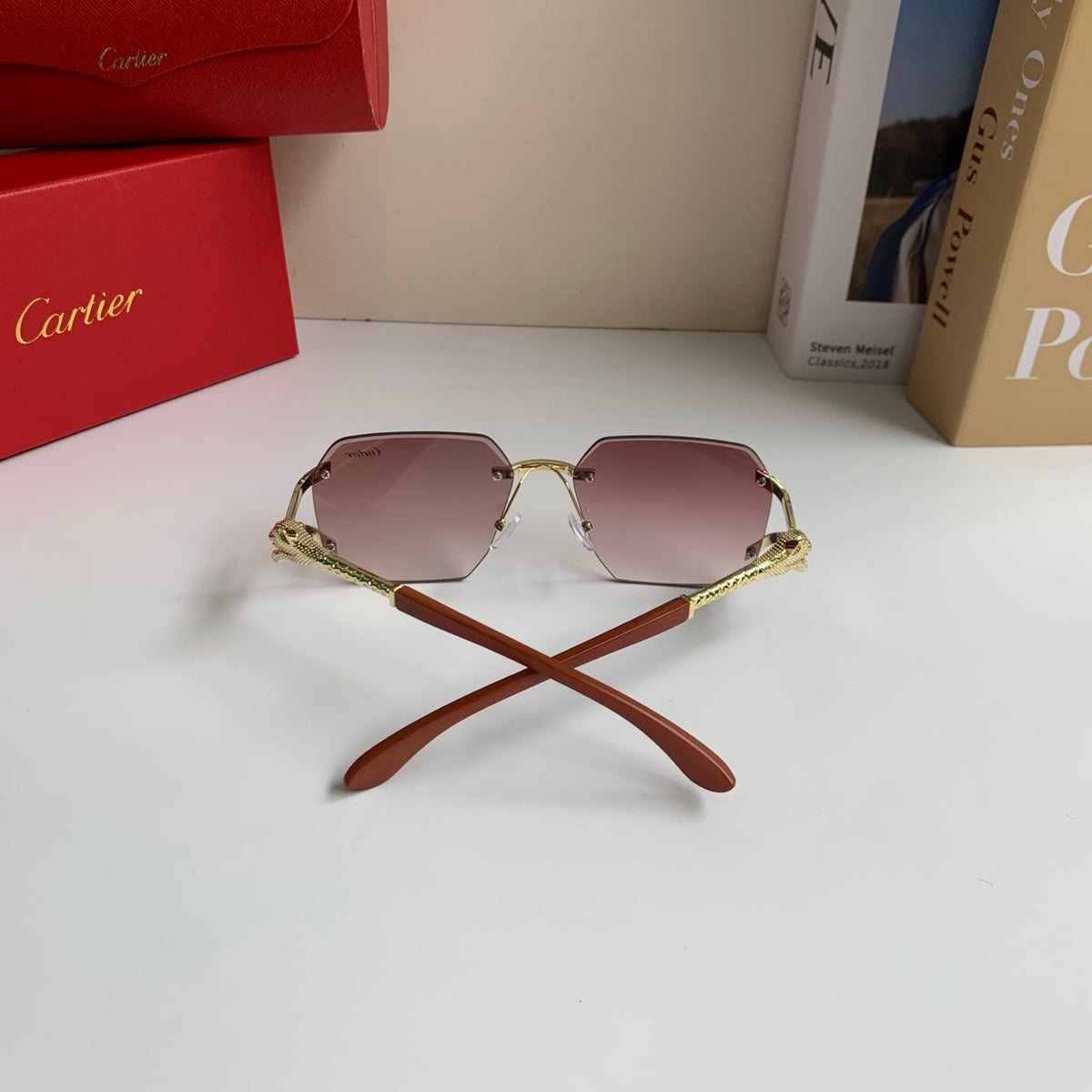 Cartier Metal Fashion Silver Lens Sunglasses for Men & Women - 382764 - detail image 6