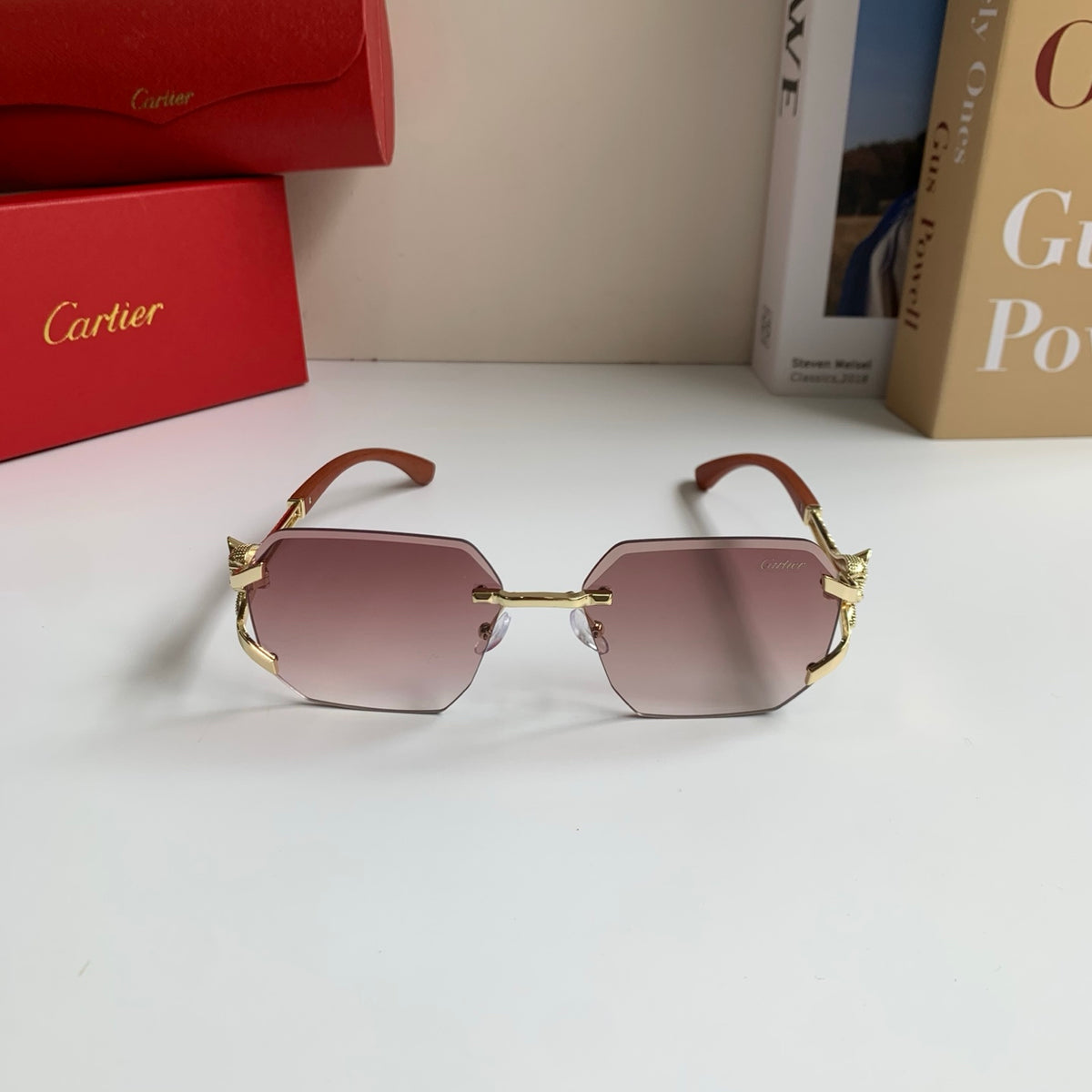 Cartier Metal Fashion Silver Lens Sunglasses for Men & Women - 132553 - detail image 5