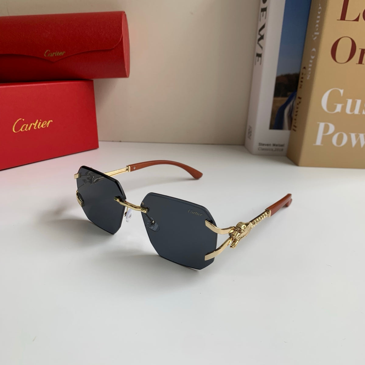 Cartier Metal Fashion Silver Lens Sunglasses for Men & Women - 132554 - detail image 2