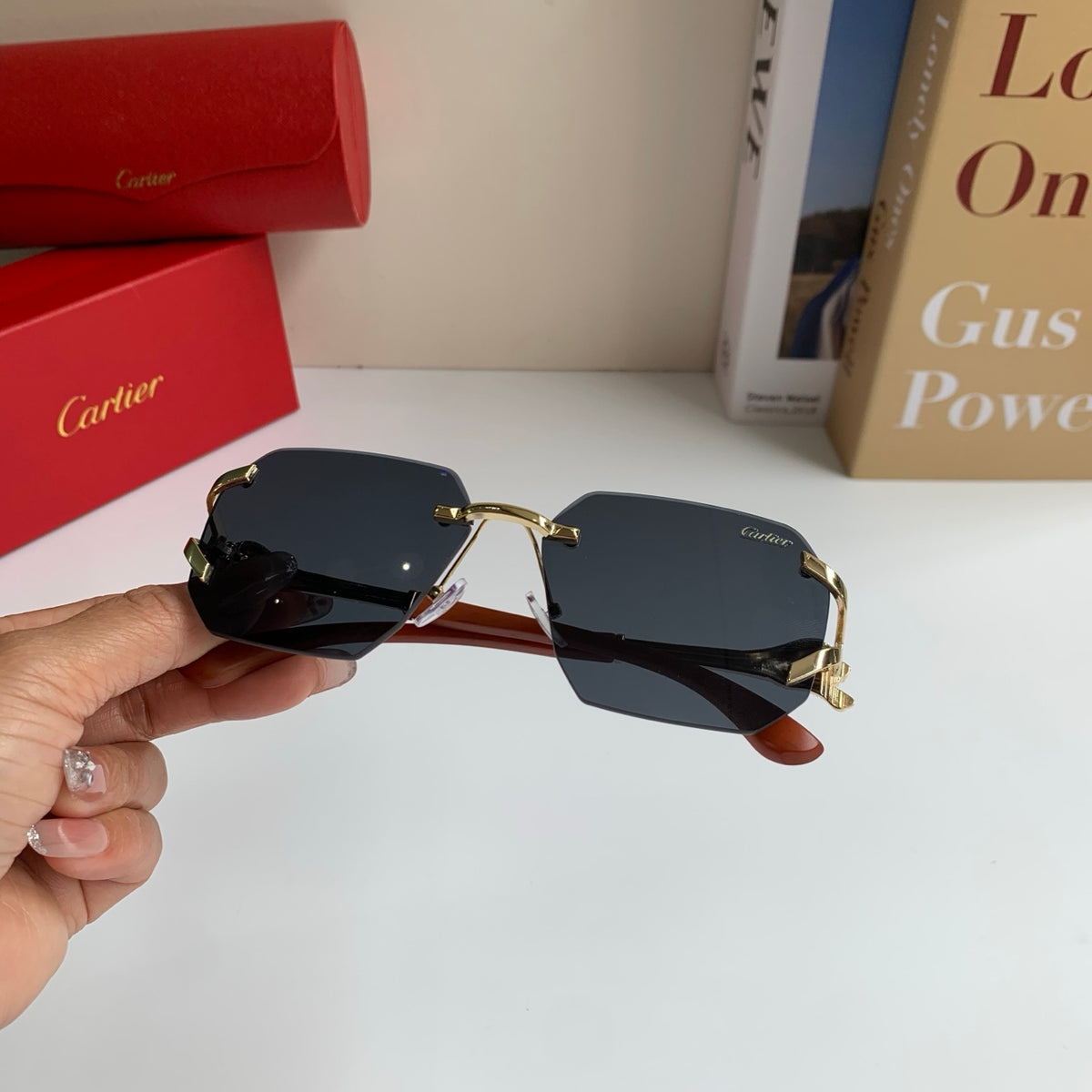 Cartier Metal Fashion Silver Lens Sunglasses for Men & Women - 132554 - detail image 4