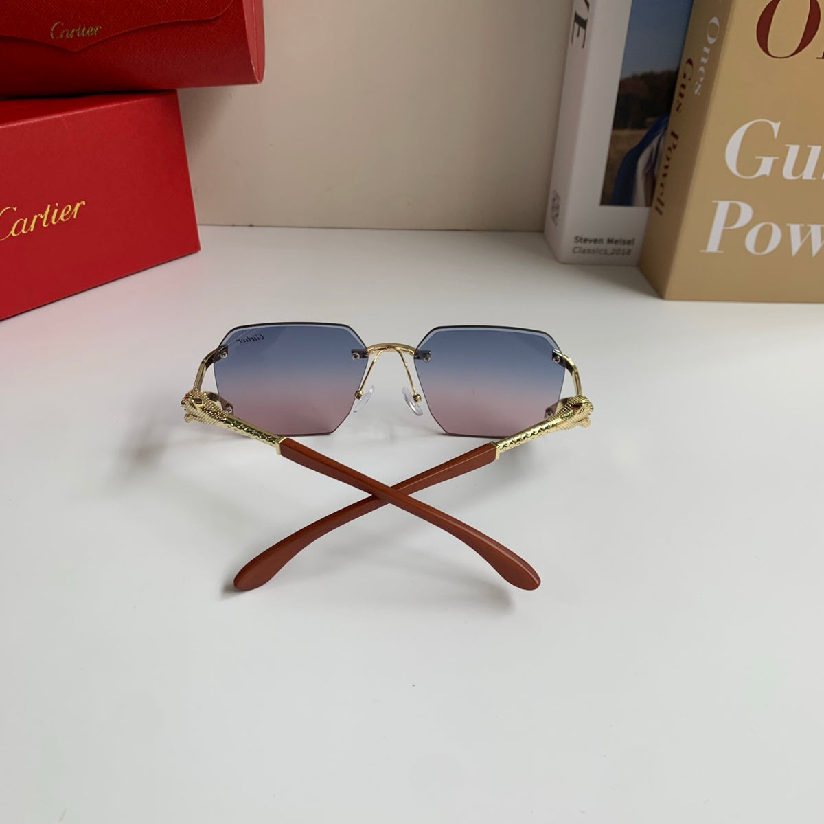 Cartier Metal Fashion Silver Lens Sunglasses for Men & Women - 132555 - detail image 8