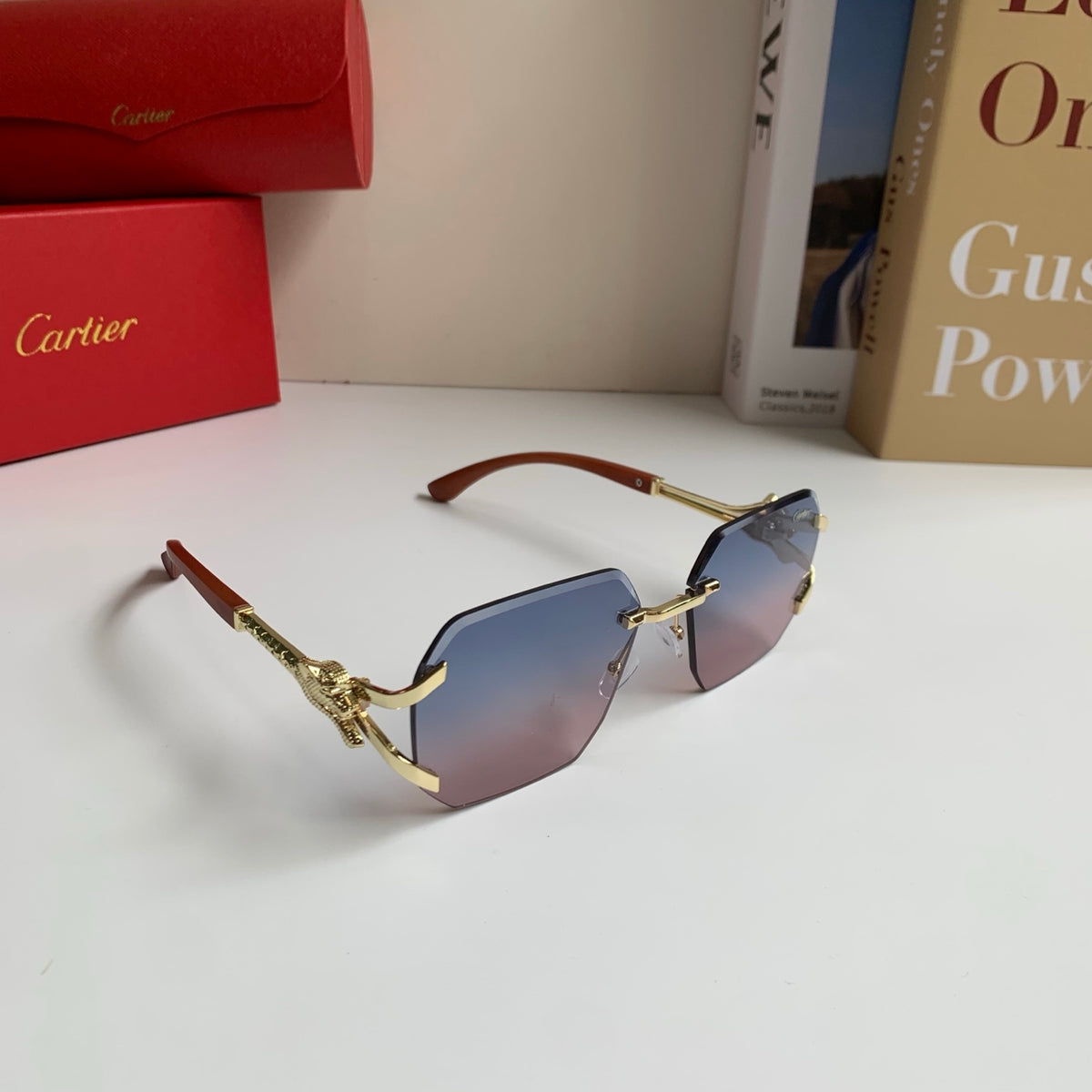 Cartier Metal Fashion Silver Lens Sunglasses for Men & Women - 132555