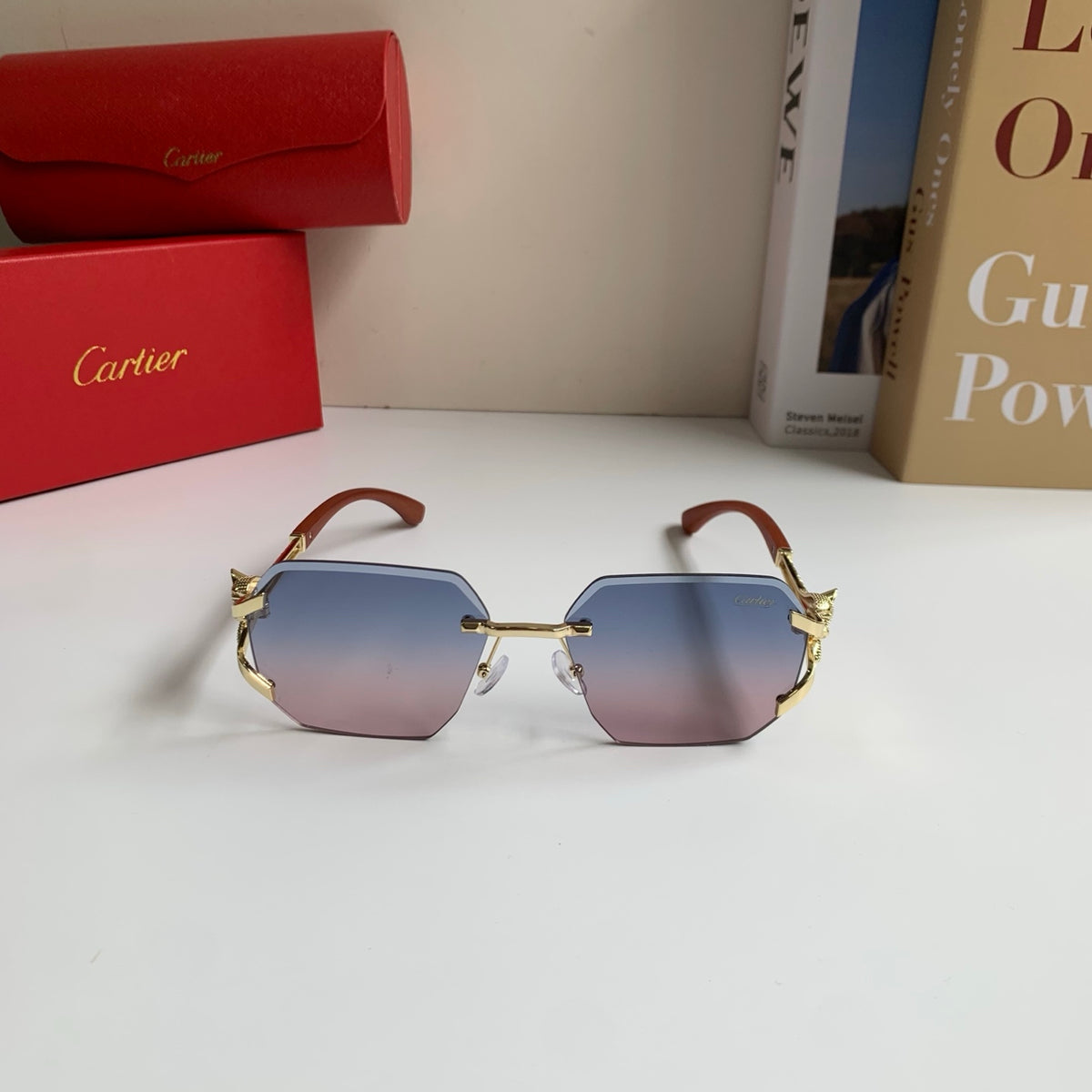 Cartier Metal Fashion Silver Lens Sunglasses for Men & Women - 132555 - detail image 5