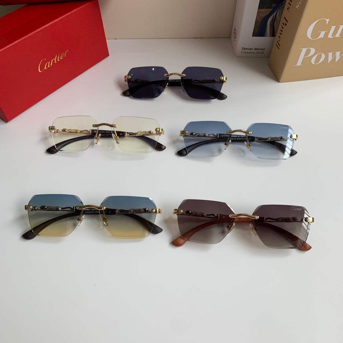 Cartier Lightweight Rimless Silver Lens Sunglasses for Men & Women - 487348 - detail image 9