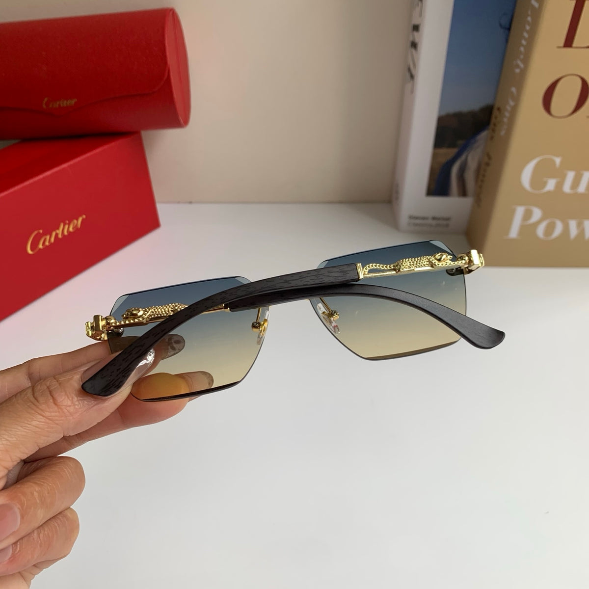 Cartier Lightweight Rimless Silver Lens Sunglasses for Men & Women - 399026 - detail image 7