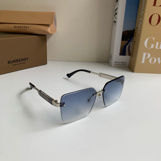 Burberry Metal Square Silver Lens Sunglasses for Men & Women - 487452