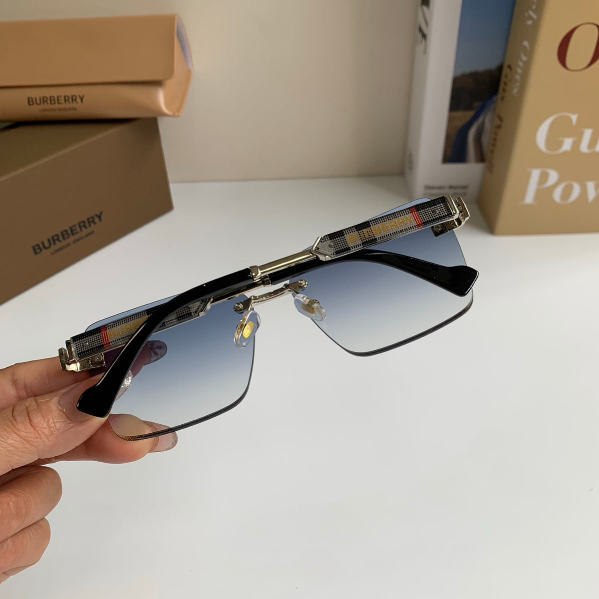 Burberry Metal Square Silver Lens Sunglasses for Men & Women - 416018 - detail image 7