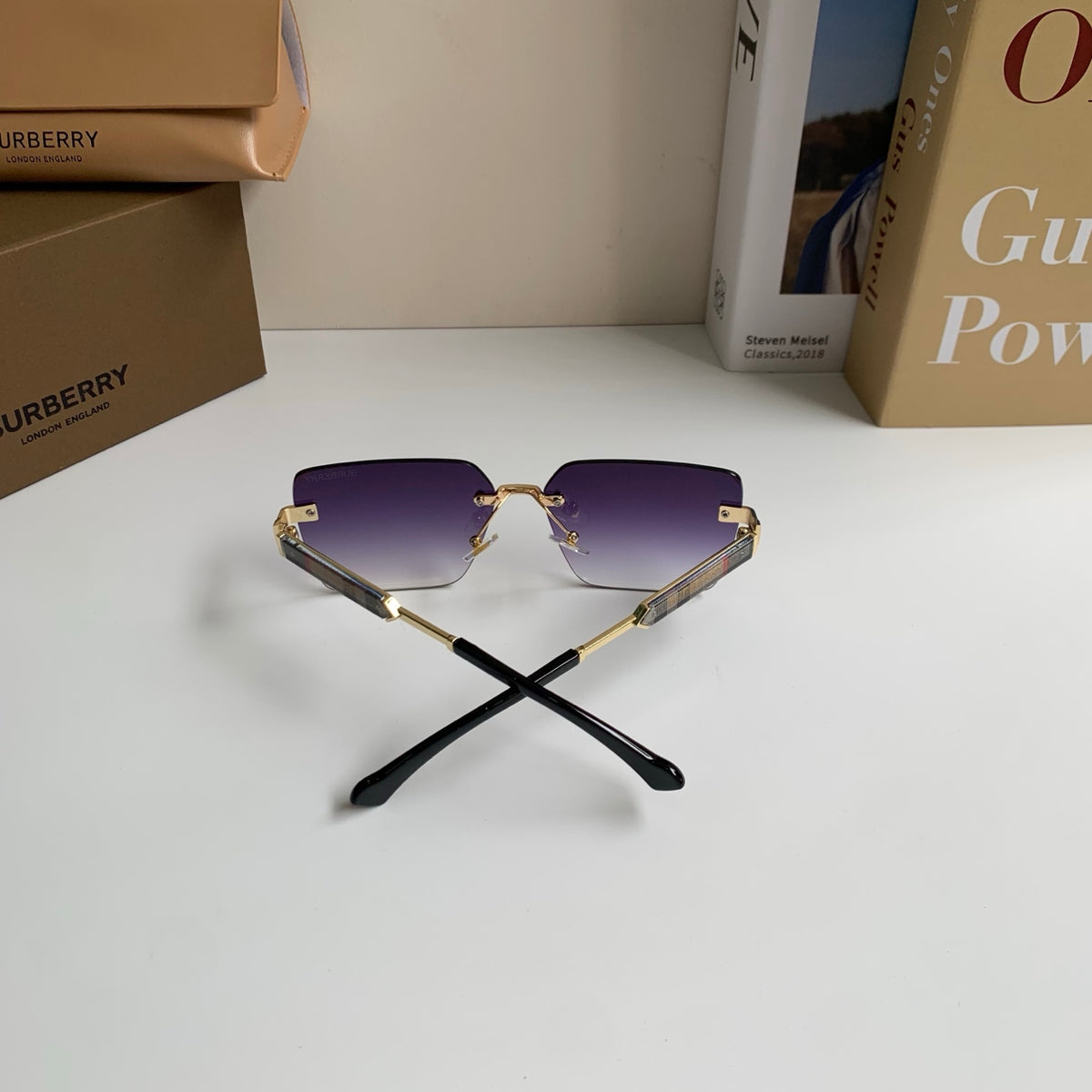 Burberry Metal Square Silver Lens Sunglasses for Men & Women - 416019 - detail image 9