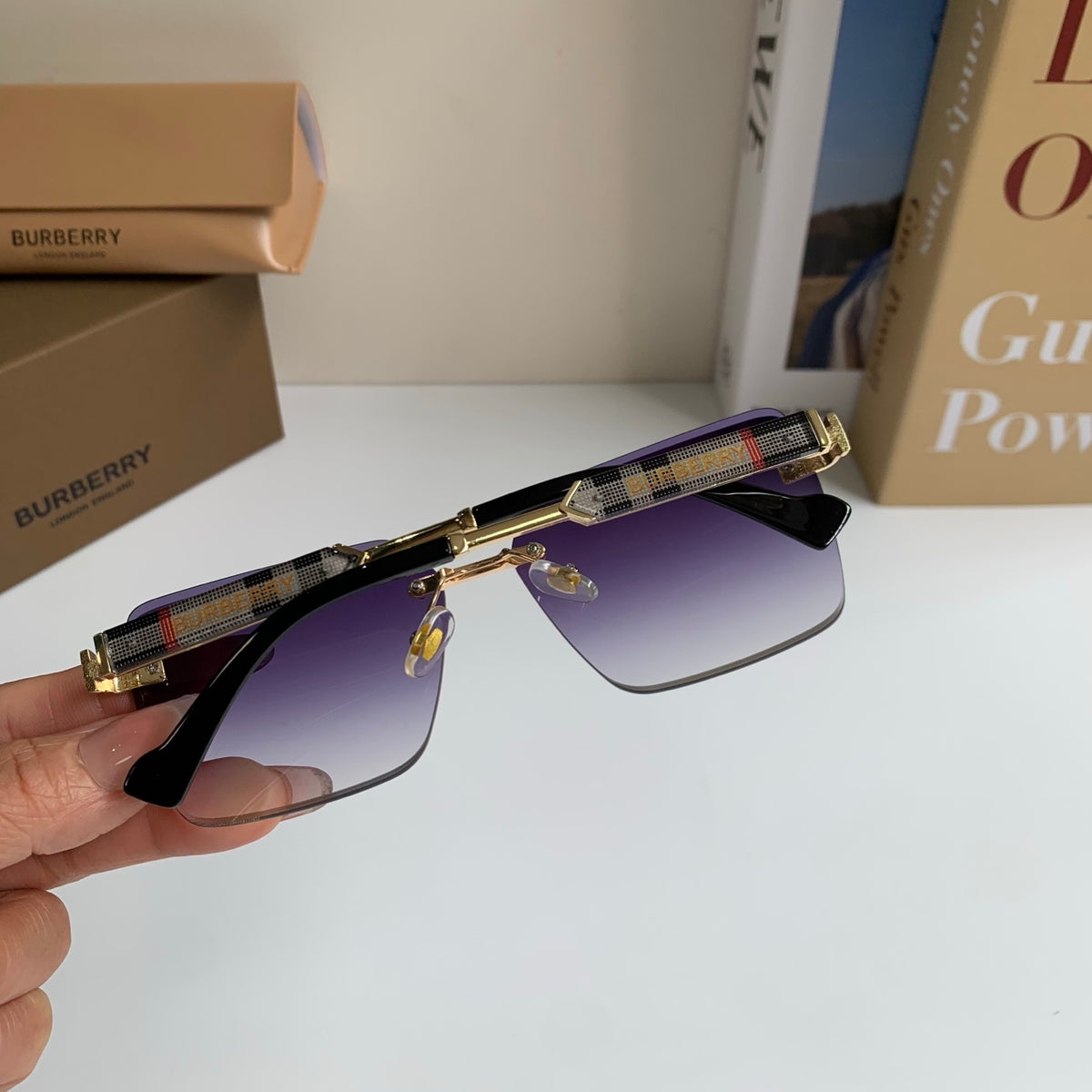 Burberry Metal Square Silver Lens Sunglasses for Men & Women - 416019 - detail image 8