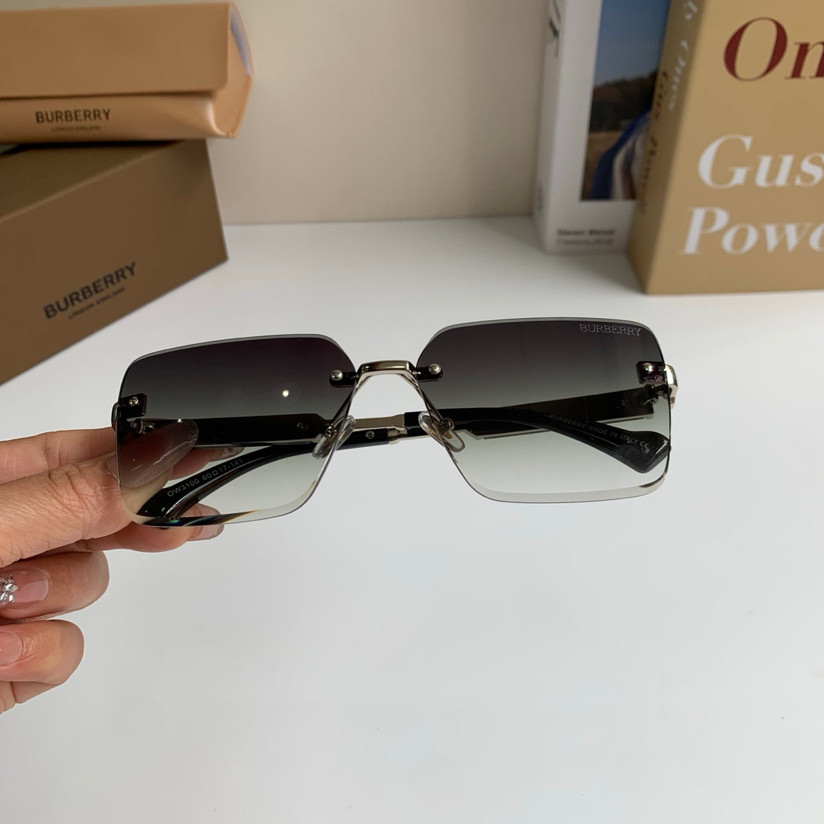 Burberry Metal Square Silver Lens Sunglasses for Men & Women - 416021 - detail image 4