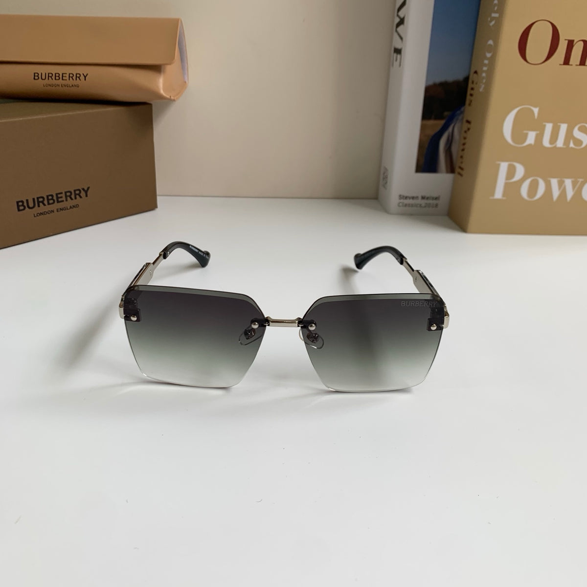 Burberry Metal Square Silver Lens Sunglasses for Men & Women - 416021 - detail image 3