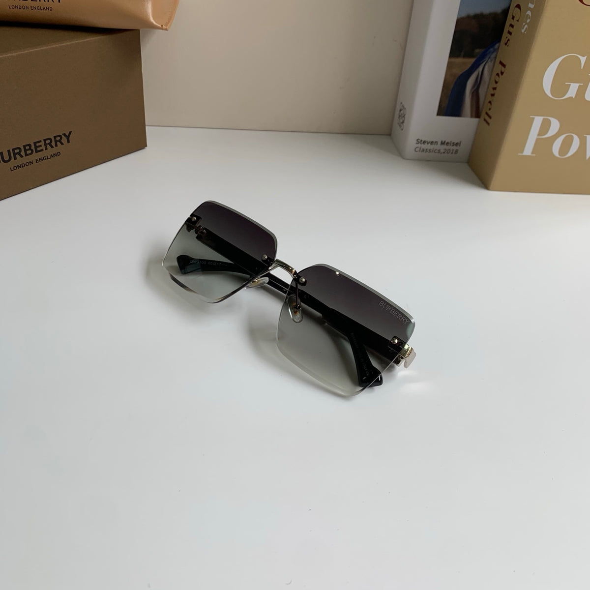 Burberry Metal Square Silver Lens Sunglasses for Men & Women - 416021 - detail image 6