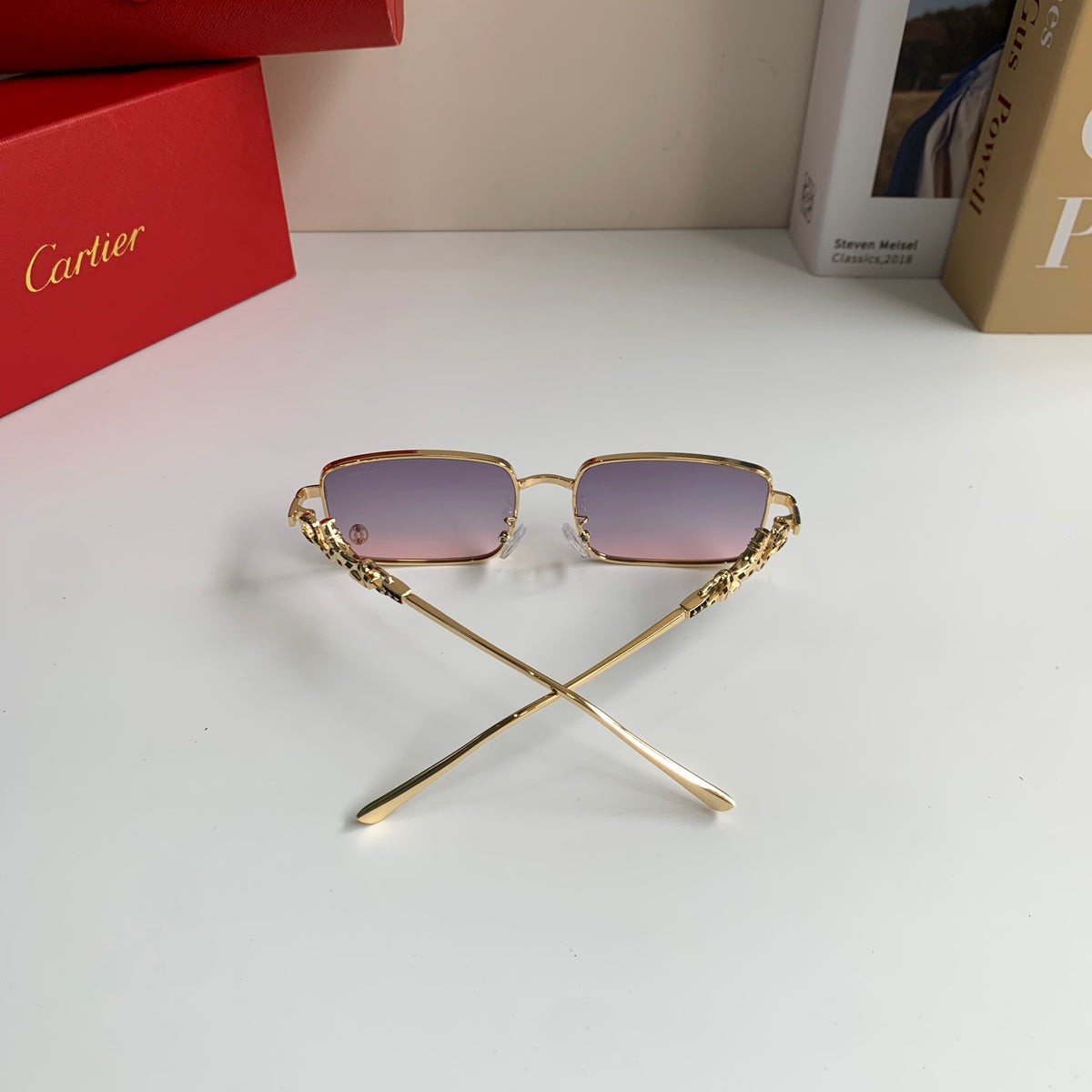 Cartier Metal Square Silver Lens Sunglasses for Men & Women - 158498 - detail image 7