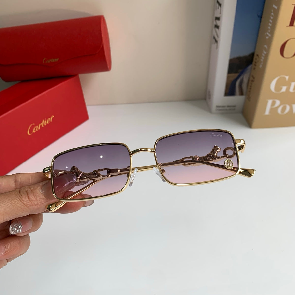 Cartier Metal Square Silver Lens Sunglasses for Men & Women - 415825 - detail image 5