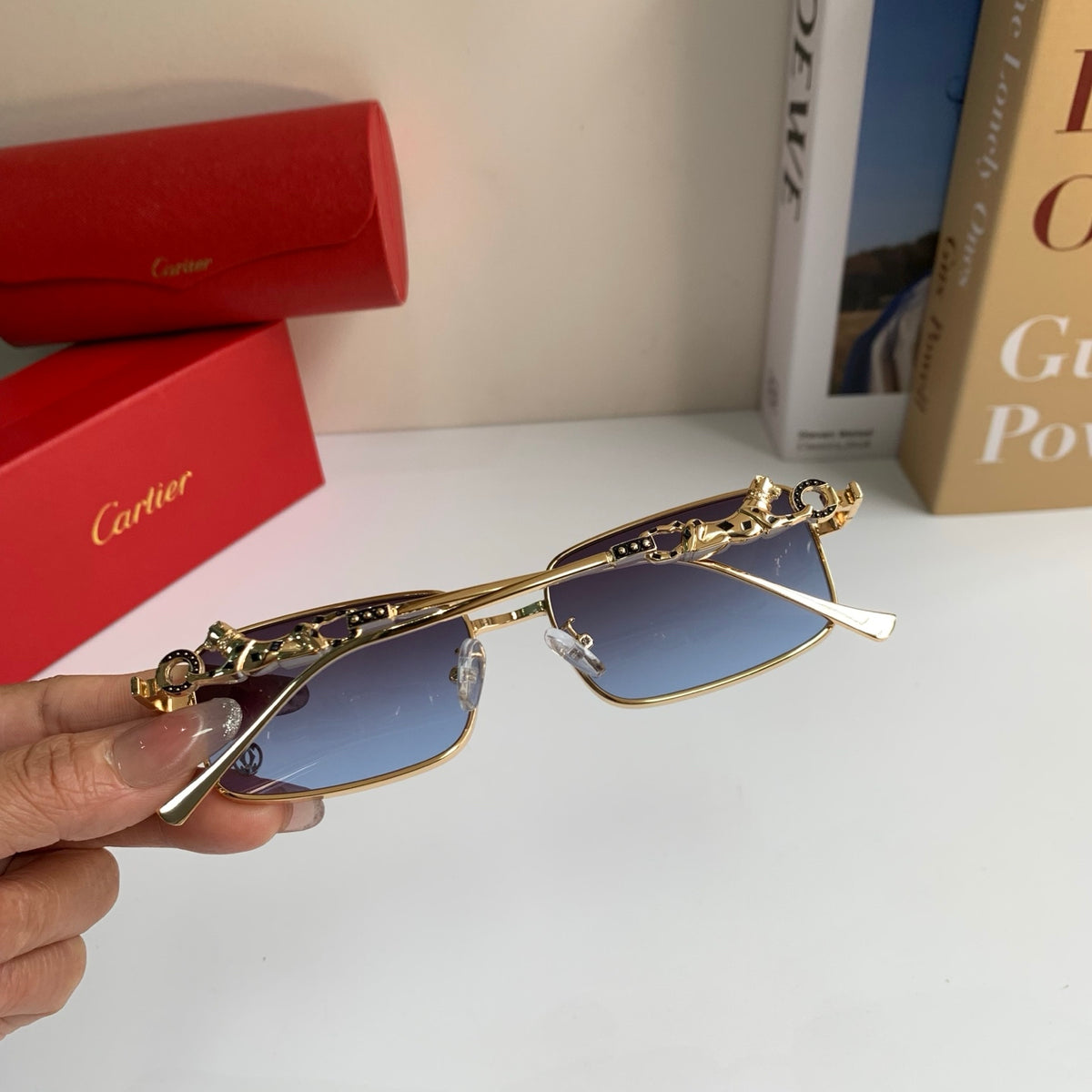Cartier Metal Square Silver Lens Sunglasses for Men & Women - 158499 - detail image 6
