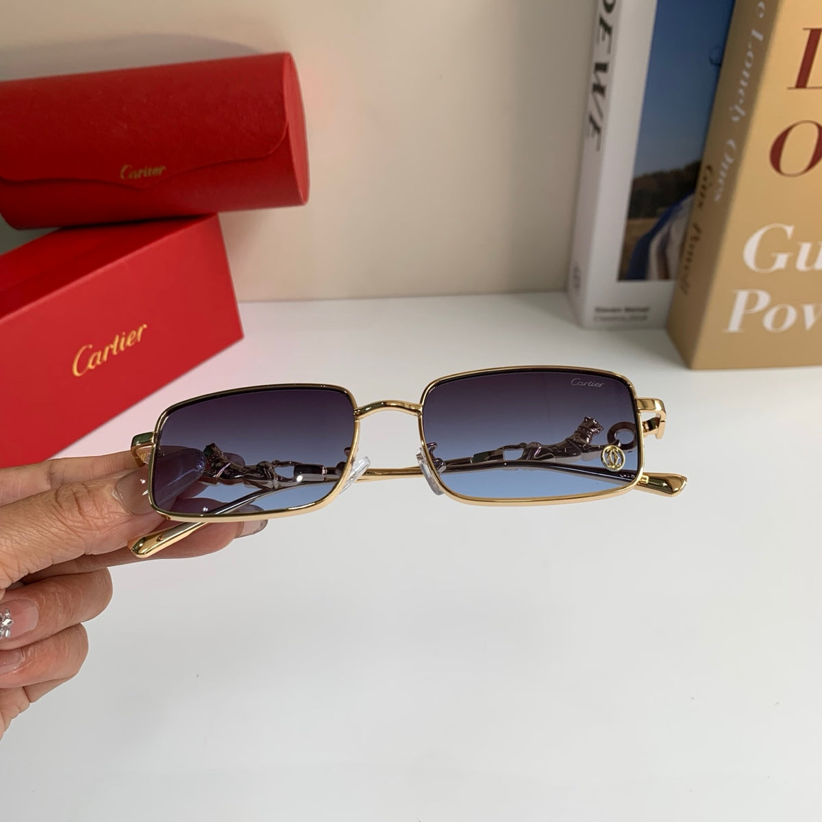 Cartier Metal Square Silver Lens Sunglasses for Men & Women - 415826 - detail image 4
