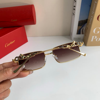 Cartier Metal Square Brown Lens Sunglasses for Men & Women - 158500 - detail image 6