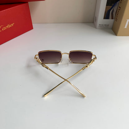 Cartier Metal Square Brown Lens Sunglasses for Men & Women - 415827 - detail image 8