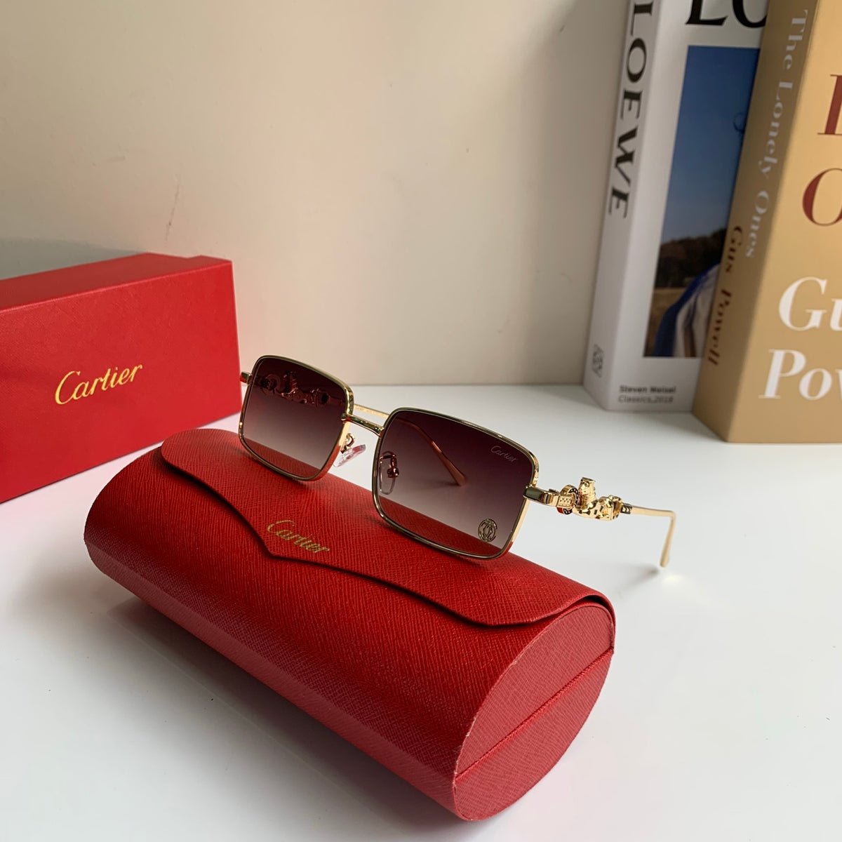 Cartier Metal Square Brown Lens Sunglasses for Men & Women - 415827 - detail image 4