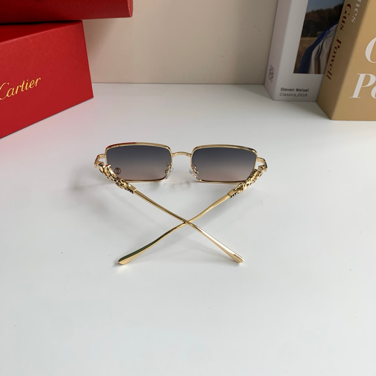 Cartier Metal Square Silver Lens Sunglasses for Men & Women - 158502 - detail image 8