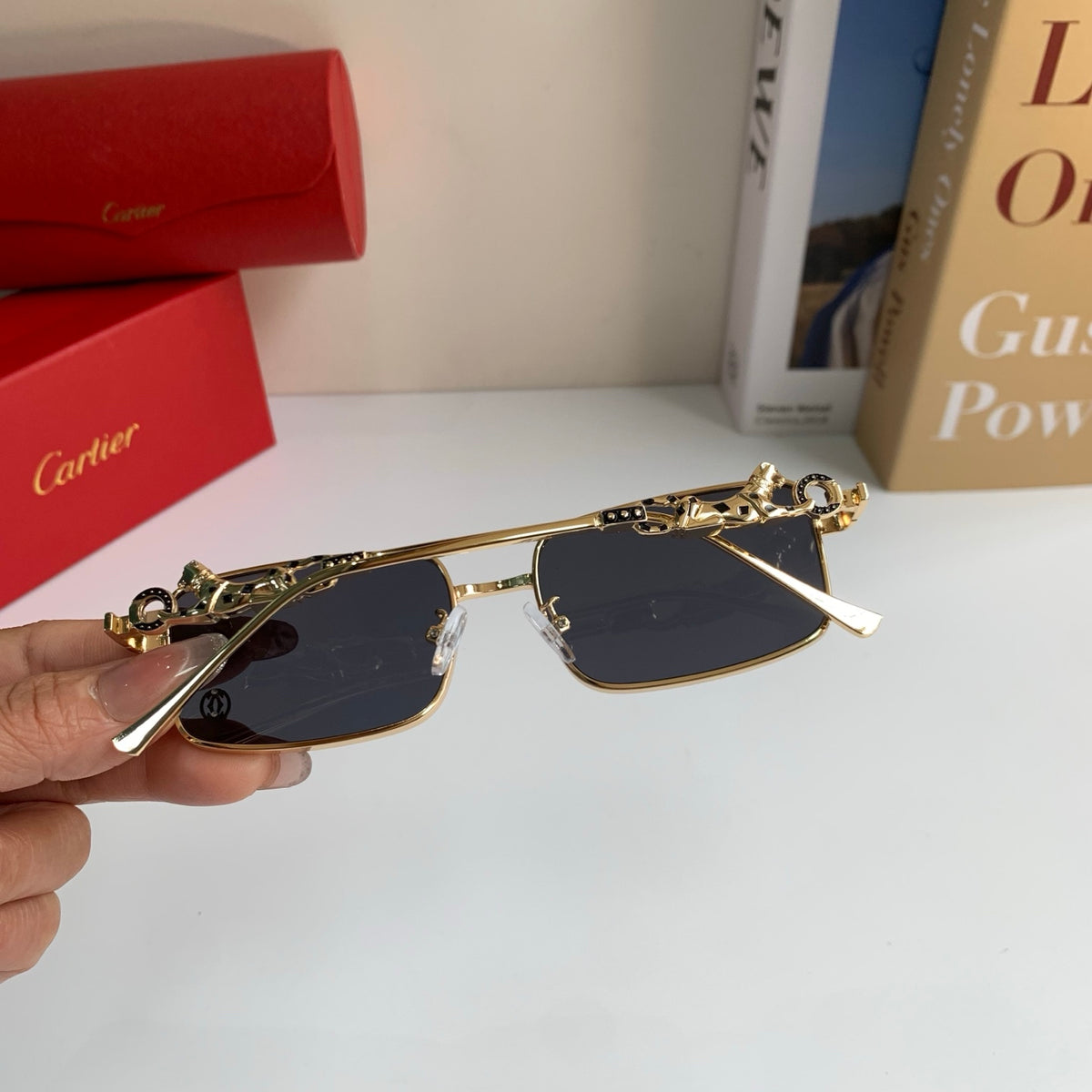Cartier Metal Square Silver Lens Sunglasses for Men & Women - 158503 - detail image 7