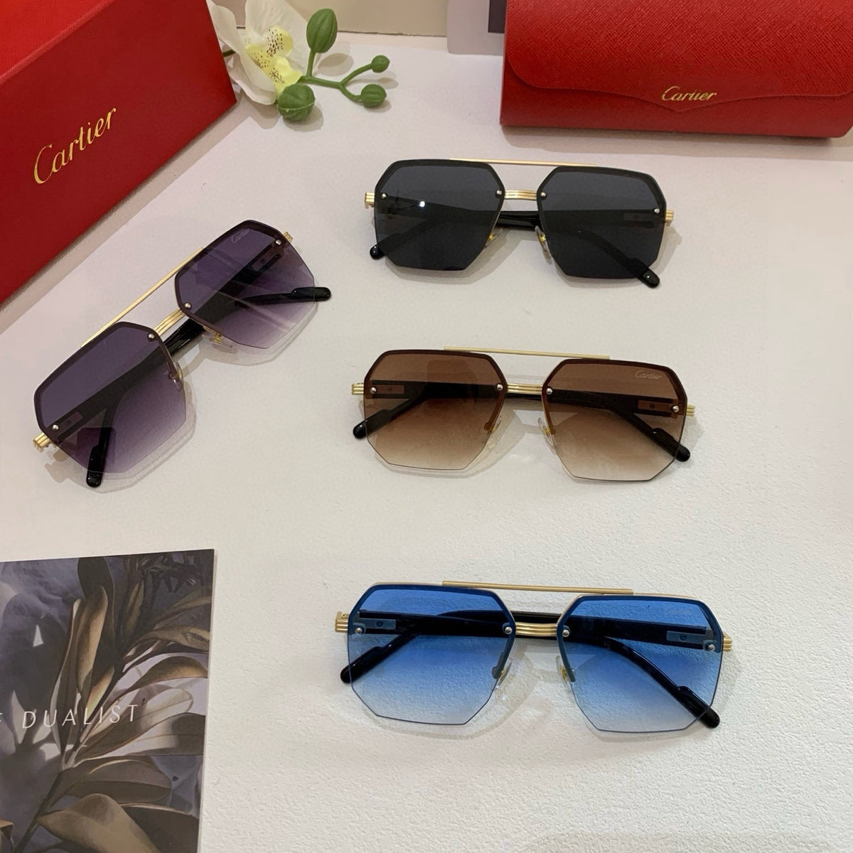 Cartier Metal Square Silver Lens Sunglasses for Men & Women - 432277