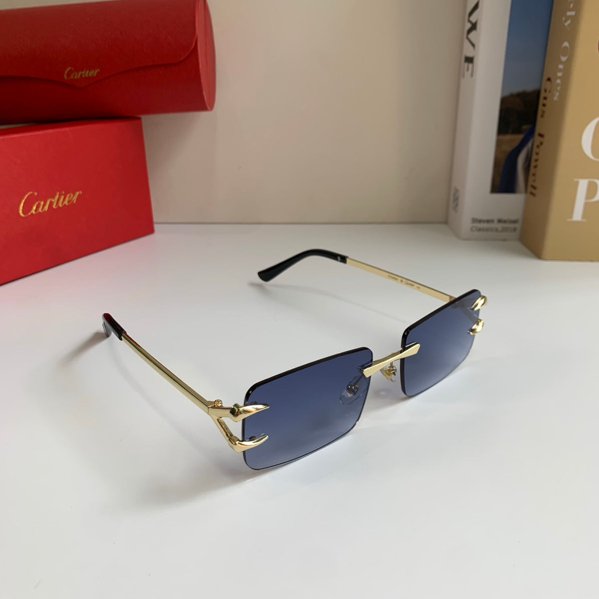 Cartier Square Silver Lens Sunglasses for Men & Women - 372195