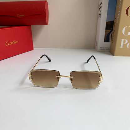Cartier Metal Fashion Brown Lens Sunglasses for Men & Women - 382838 - detail image 3