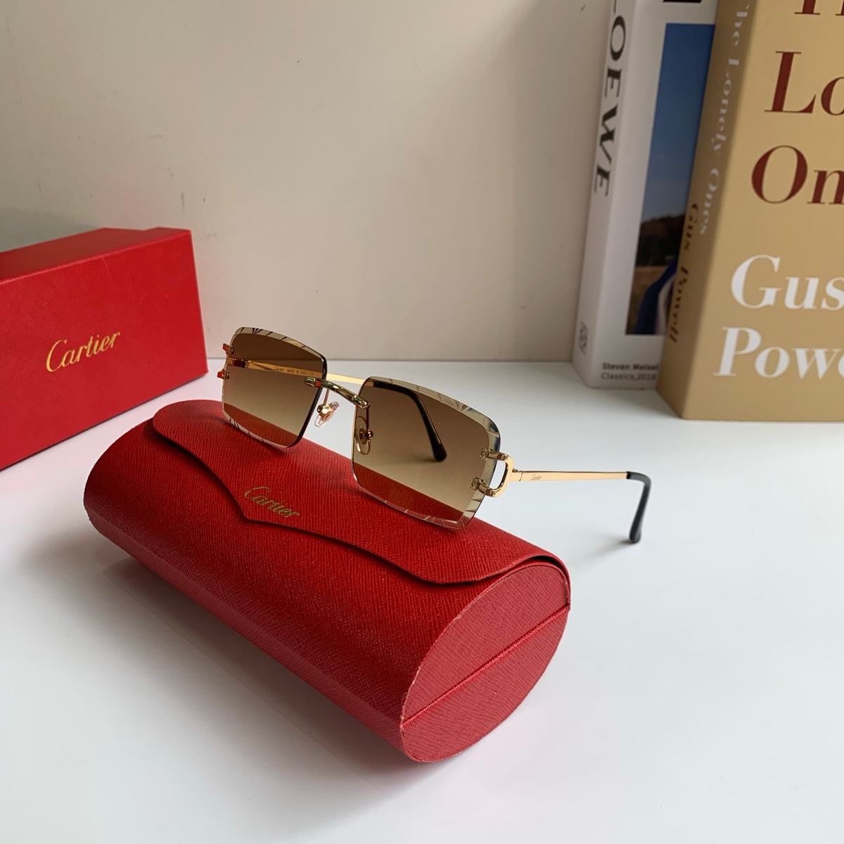 Cartier Metal Fashion Brown Lens Sunglasses for Men & Women - 465888 - detail image 5