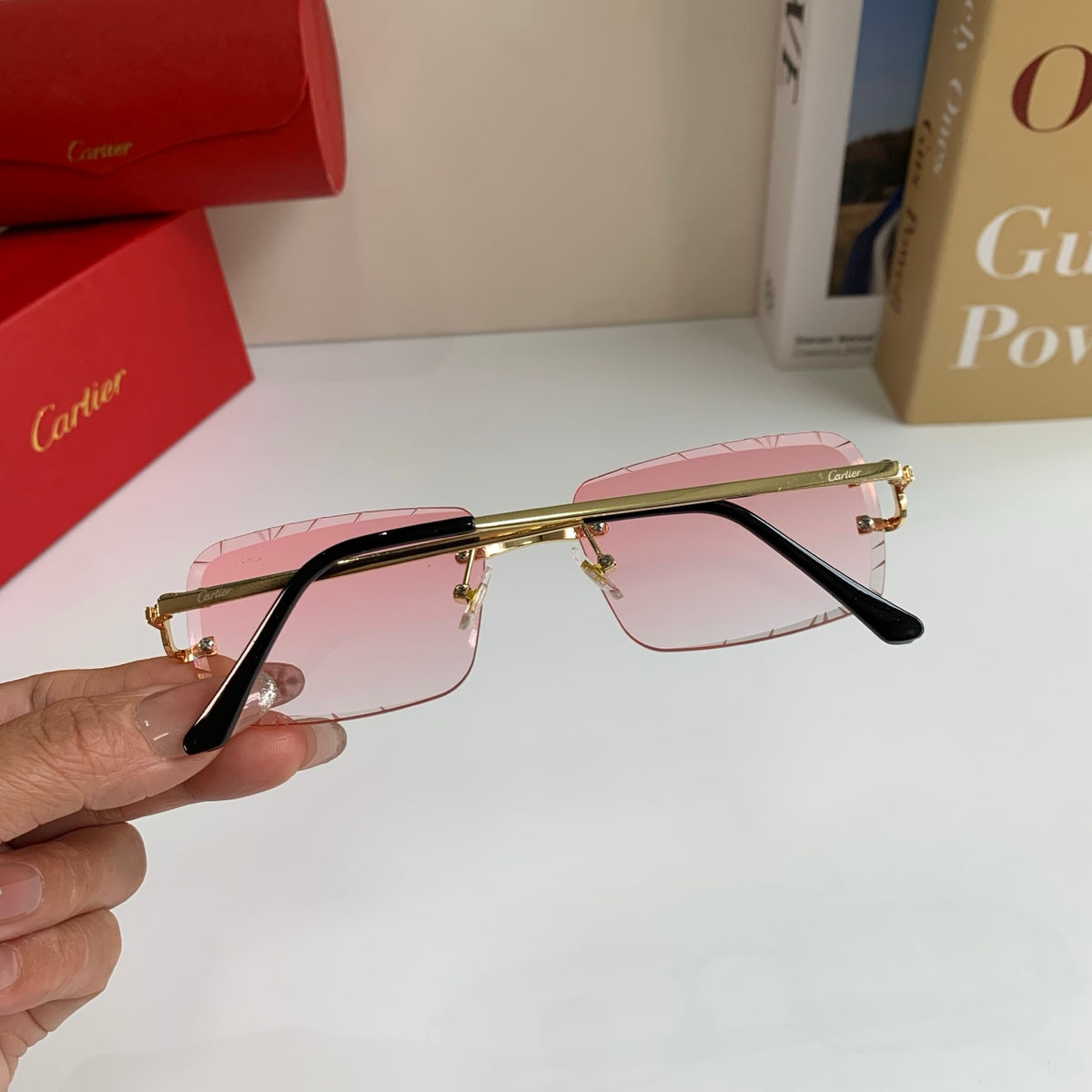 Cartier Metal Fashion Silver Lens Sunglasses for Men & Women - 382841 - detail image 6