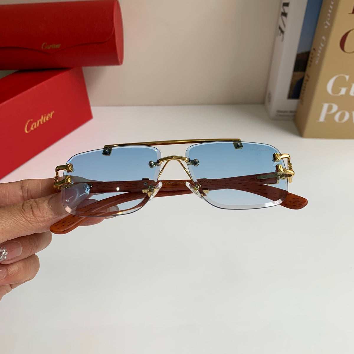 Cartier Fashion Blue Lens Sunglasses for Men & Women - 382759 - detail image 3