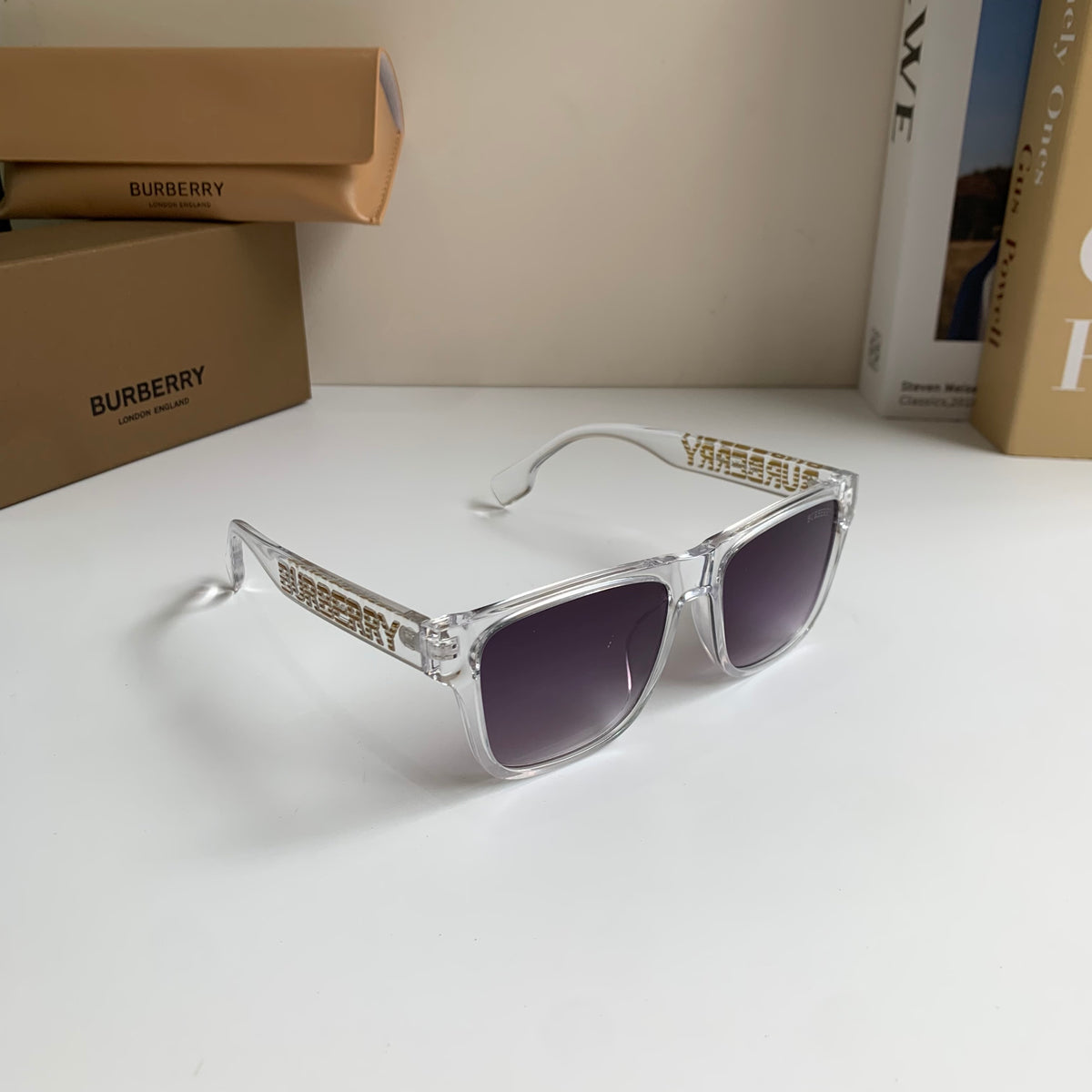 Burberry Square Silver Lens Sunglasses for Men & Women - 465977