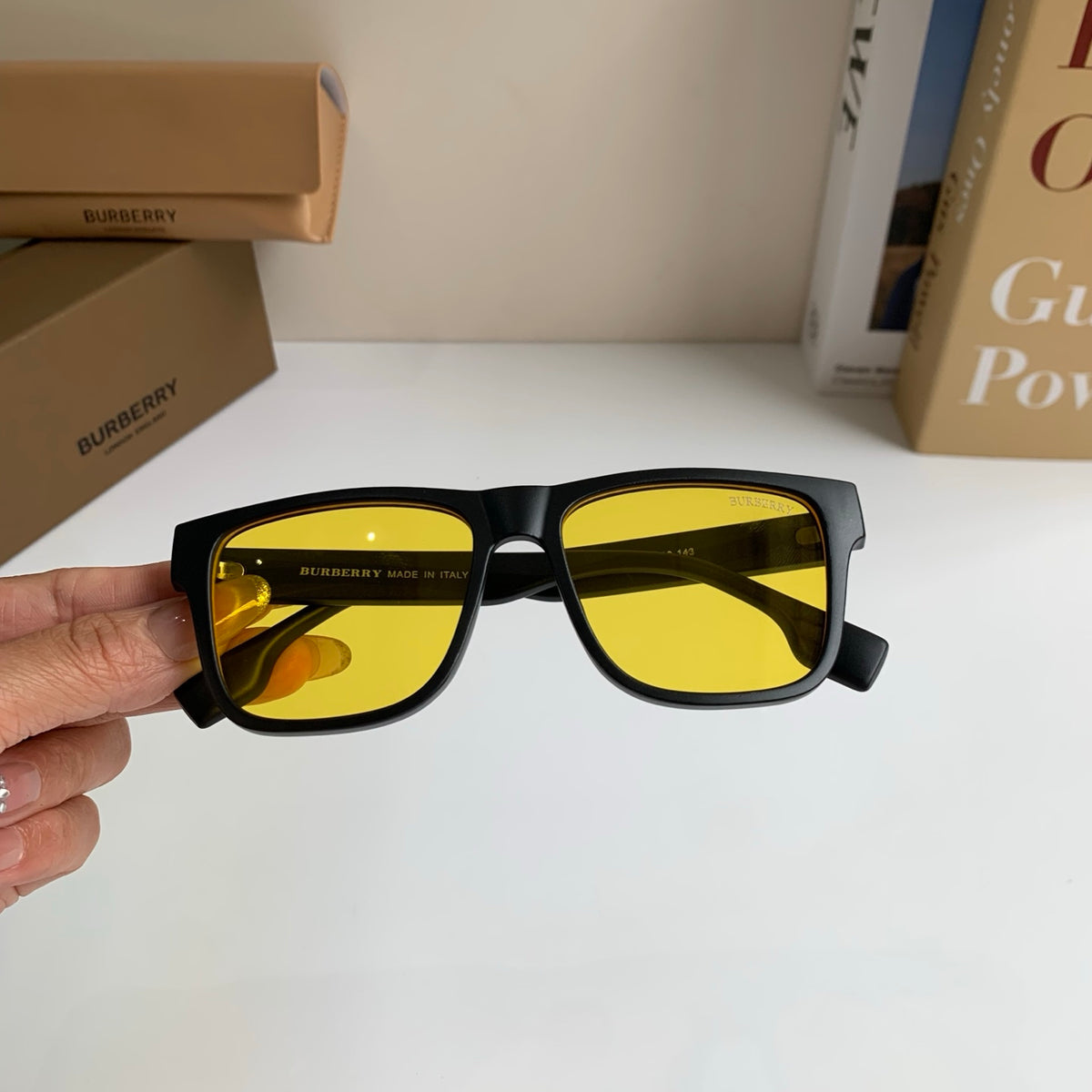 Burberry Square Yellow Lens Sunglasses for Men & Women - 382882 - detail image 4