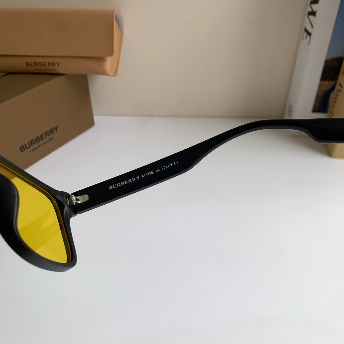 Burberry Square Yellow Lens Sunglasses for Men & Women - 382882 - detail image 6