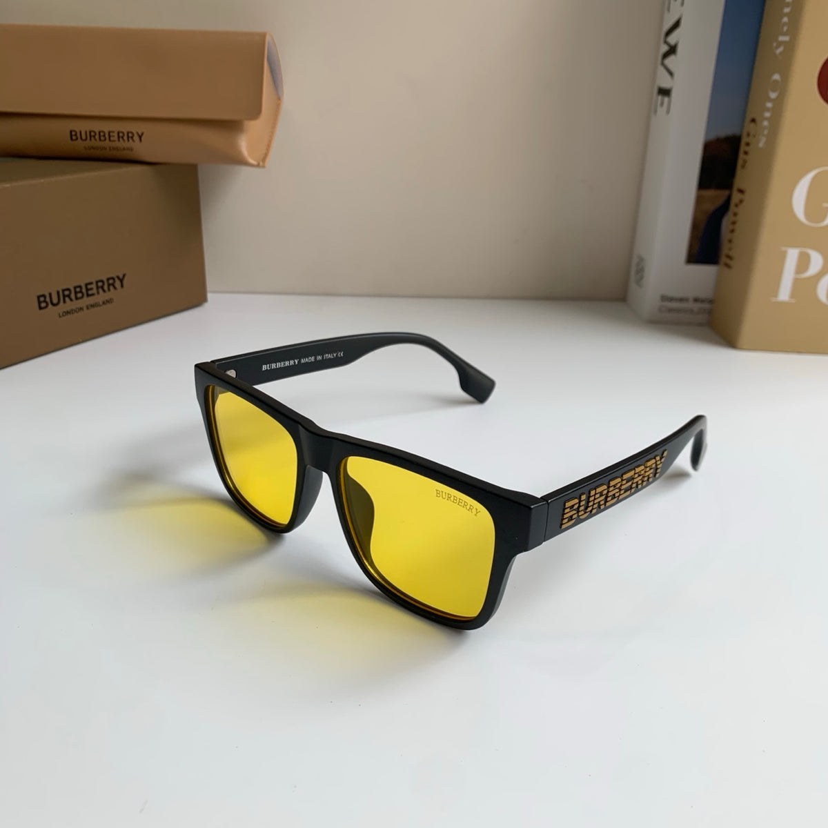 Burberry Square Yellow Lens Sunglasses for Men & Women - detail image 2