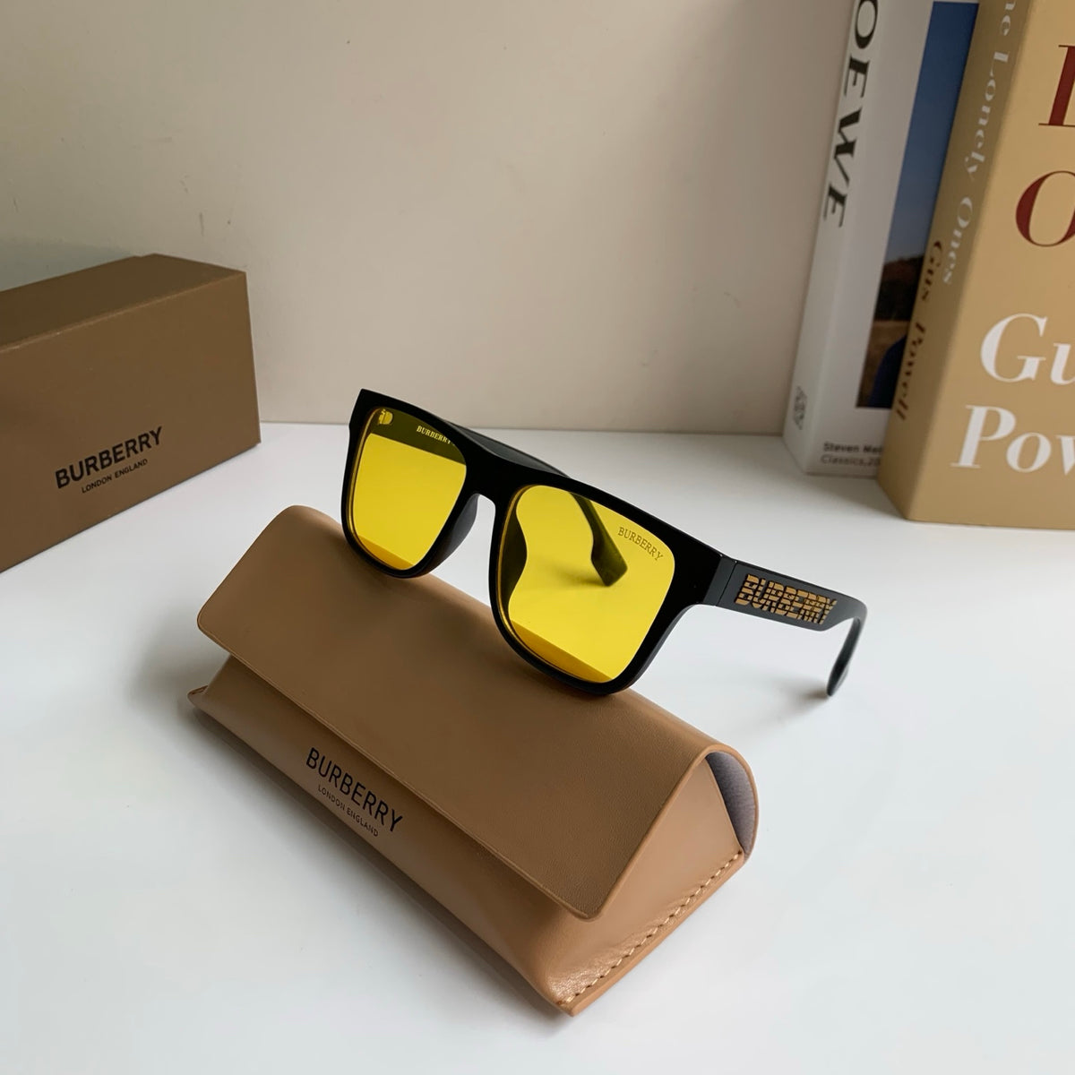 Burberry Square Yellow Lens Sunglasses for Men & Women - 382882 - detail image 5
