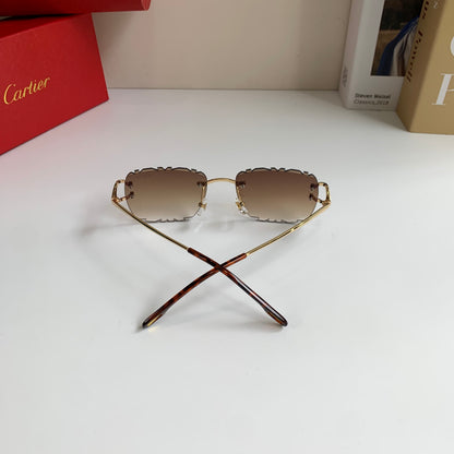 Cartier Lightweight Rimless Brown Lens Sunglasses for Men & Women - 432376 - detail image 7