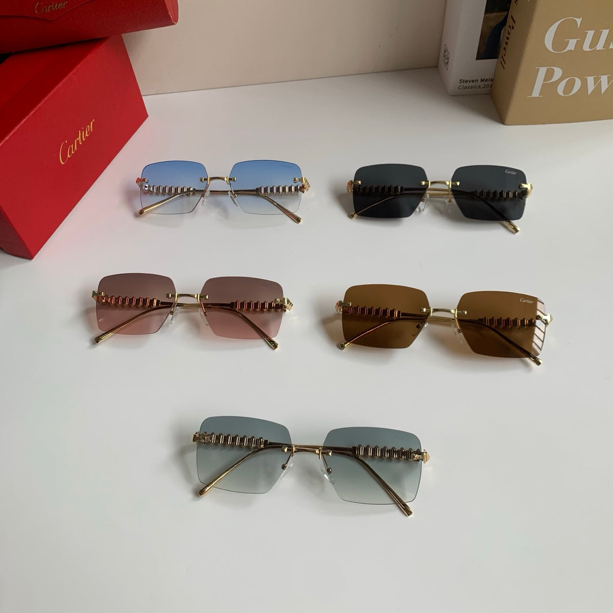 Cartier Lightweight Rimless Silver Lens Sunglasses for Men & Women - 449522 - detail image 9