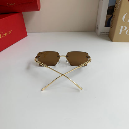 Cartier Lightweight Rimless Brown Lens Sunglasses for Men & Women - 372268 - detail image 6