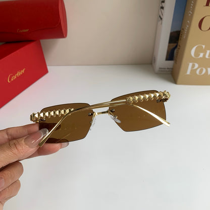 Cartier Lightweight Rimless Brown Lens Sunglasses for Men & Women - 449523 - detail image 7