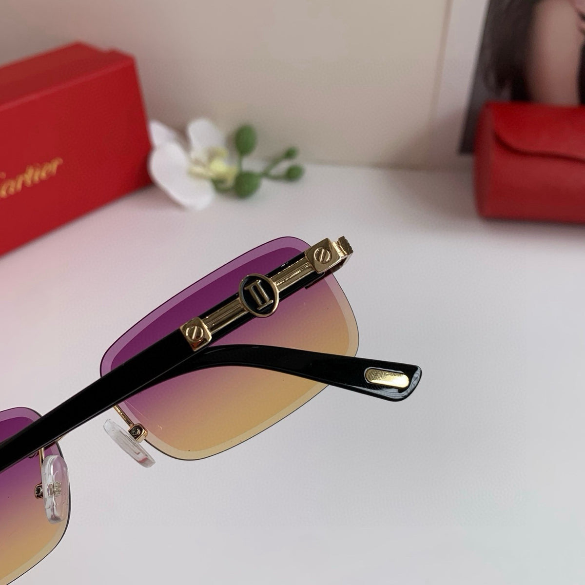 Cartier Lightweight Rimless Purple Lens Sunglasses for Men & Women - 372172