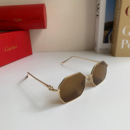 Cartier Metal Fashion Brown Lens Sunglasses for Men & Women - 372213