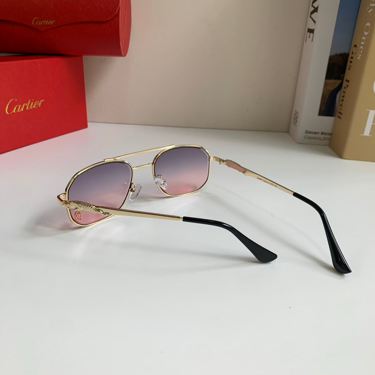 Cartier Metal Fashion Silver Lens Sunglasses for Men & Women - 382848 - detail image 8