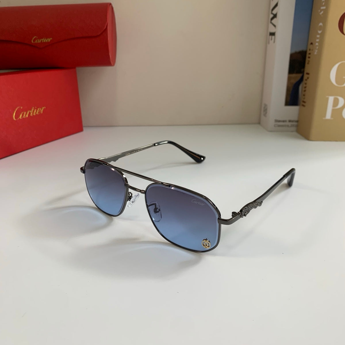 Cartier Metal Fashion Silver Lens Sunglasses for Men & Women - 382849 - detail image 2