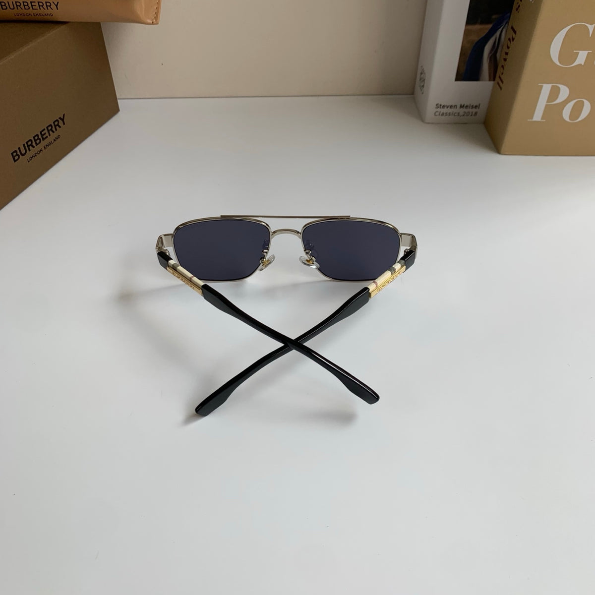 Burberry Metal Square Silver Lens Sunglasses for Men & Women - 399090 - detail image 6
