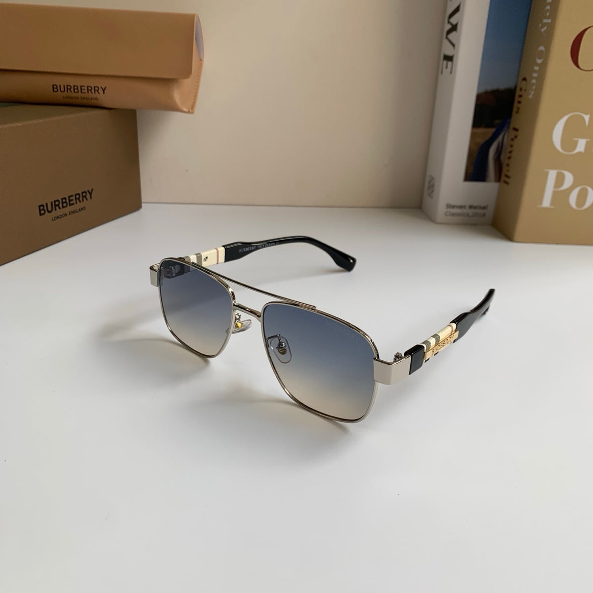 Burberry Metal Square Silver Lens Sunglasses for Men & Women - 399091 - detail image 2
