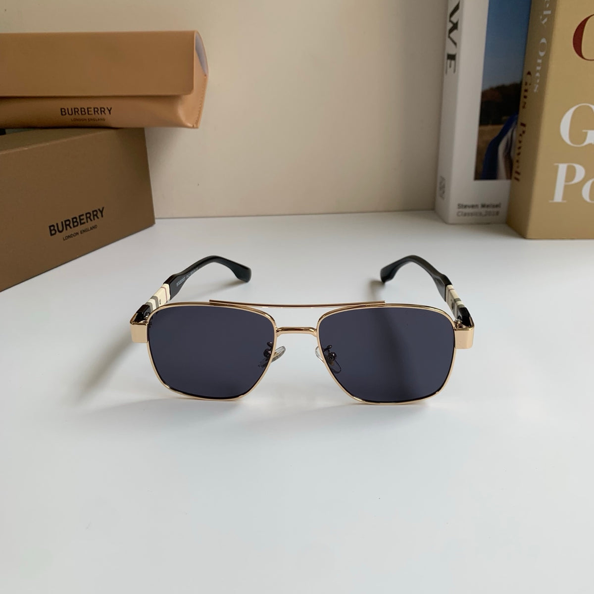 Burberry Metal Square Silver Lens Sunglasses for Men & Women - 399092 - detail image 5