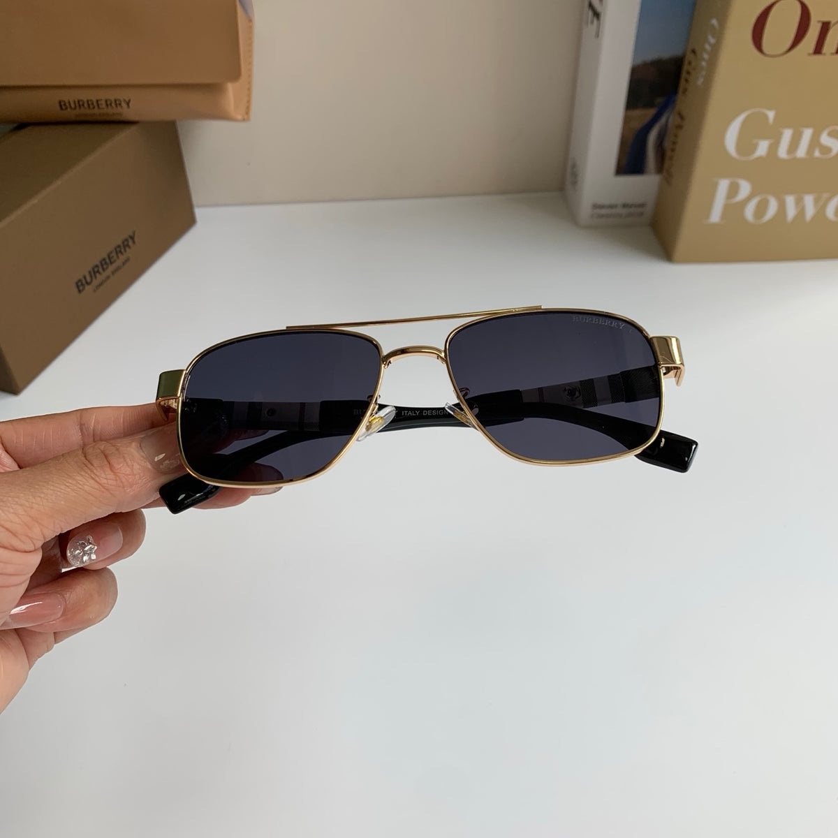 Burberry Metal Square Silver Lens Sunglasses for Men & Women - 487443 - detail image 3