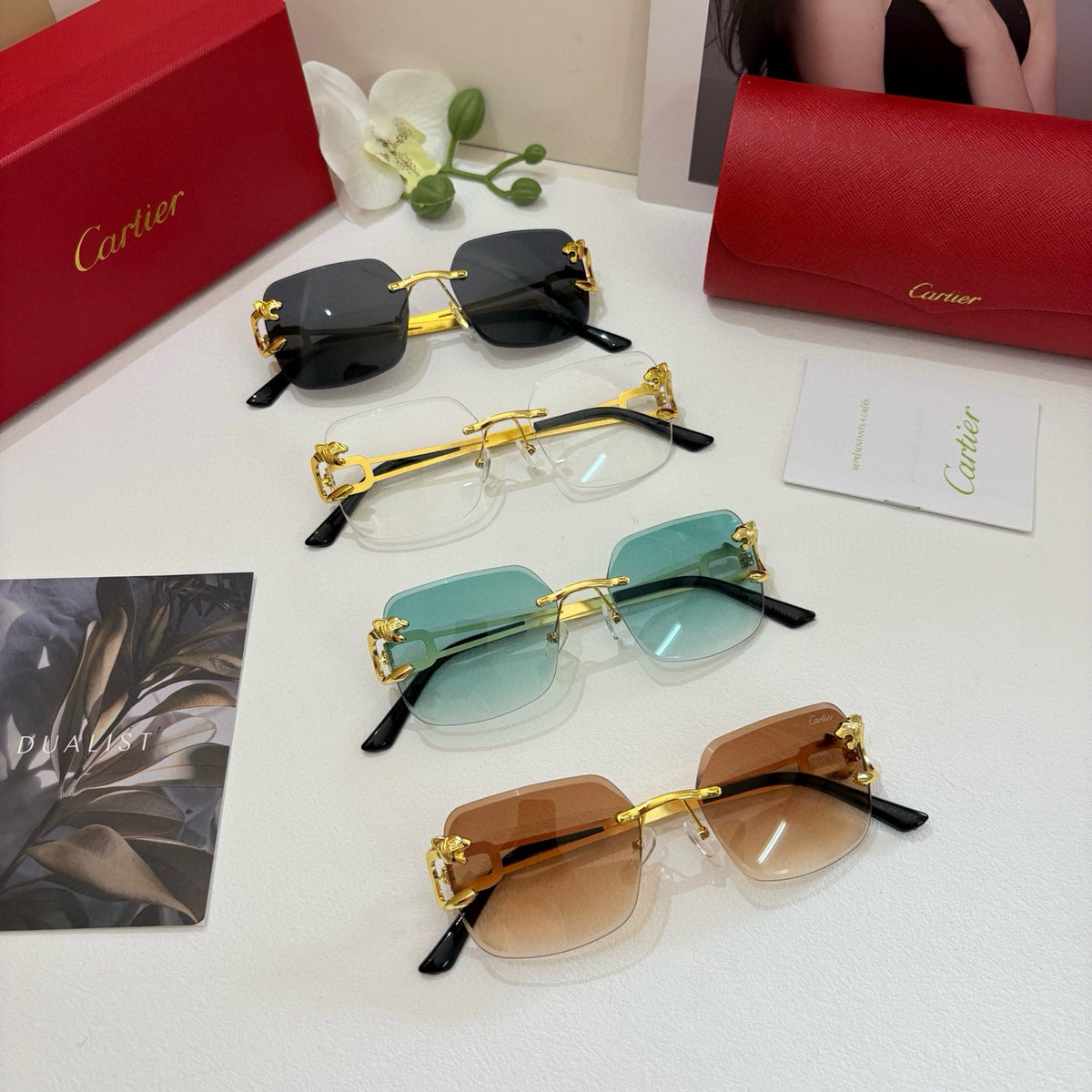 Cartier Fashion Orange Lens Sunglasses for Men & Women - 382768 - detail image 4