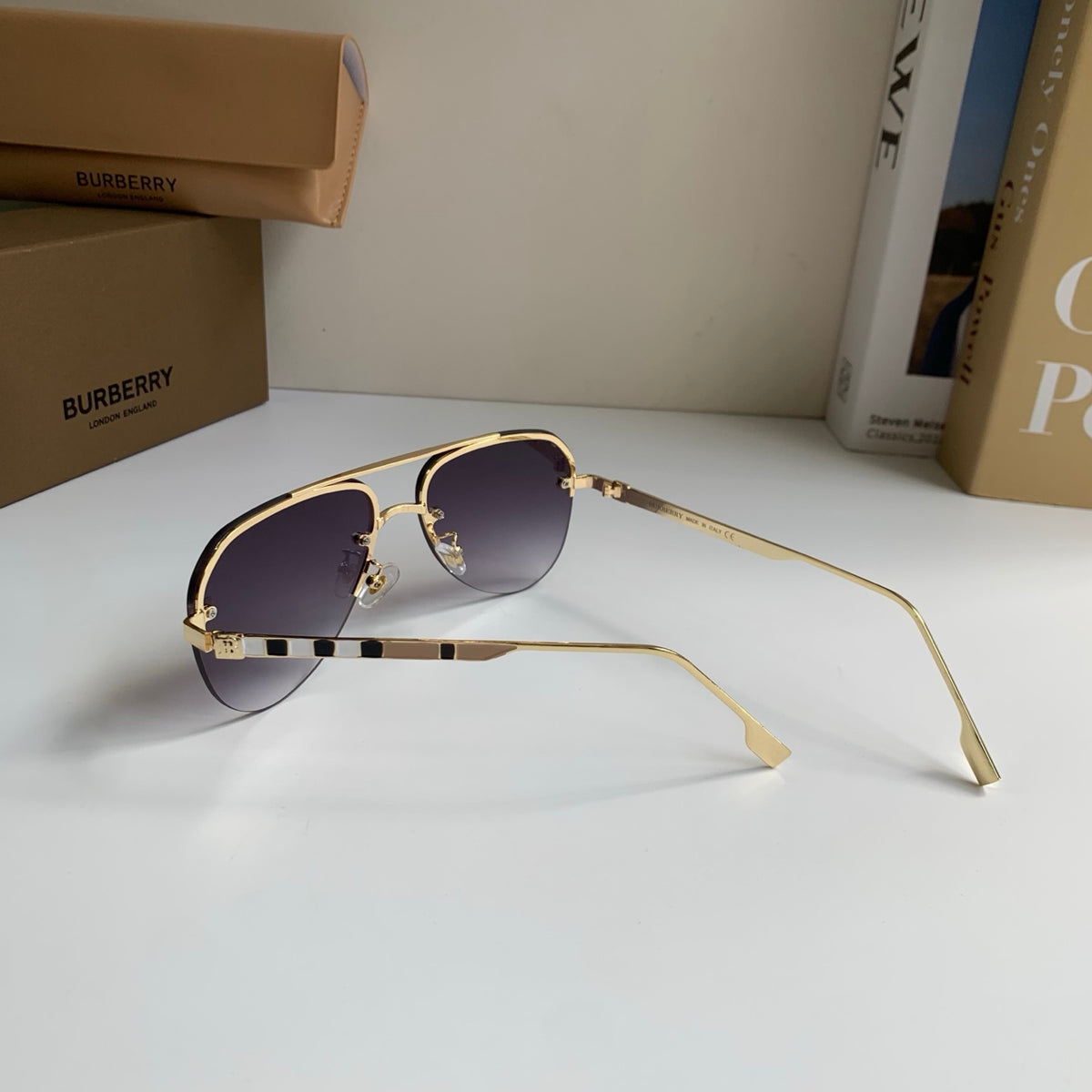 Burberry Metal Aviator Silver Lens Sunglasses for Men & Women - 487406 - detail image 8